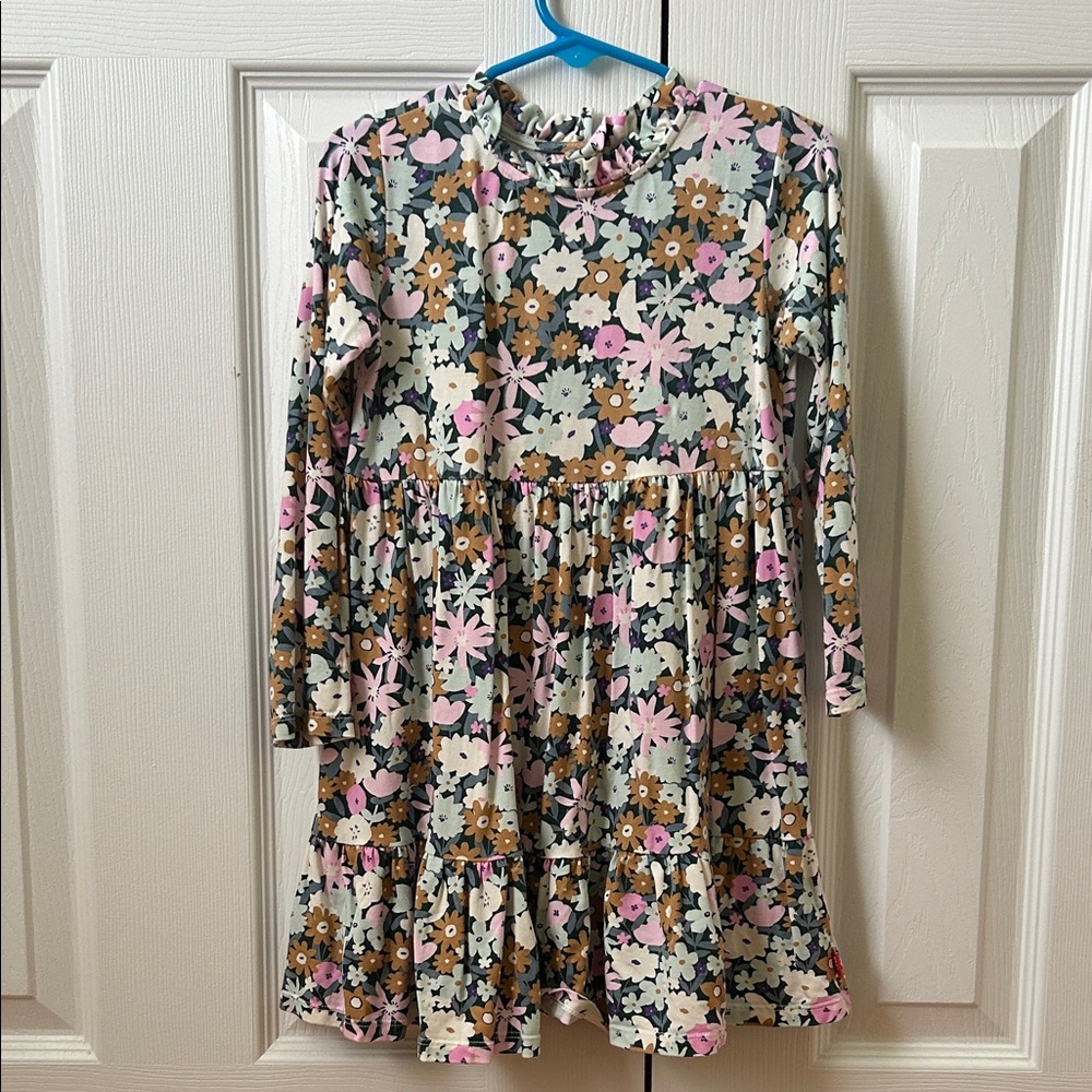 Magnetic Me Floral Long Sleeve Dress - Pink, Brown, Cream